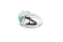 Load image into Gallery viewer, AZIEL Natural Larimar 925 Sterling Silver Larimar Ring Size 7 Antique Style