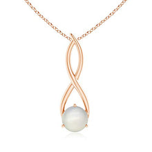 Load image into Gallery viewer, June Birthstone - Round Moonstone Infinity Twist Pendant in 14K Rose Gold (8mm Moonstone)