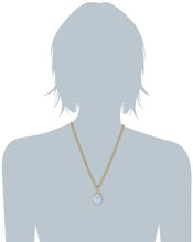 Load image into Gallery viewer, 1928 Jewelry "Semi-Precious Collection" 14k Gold Dipped Blue Lace Agate Oval Pendant Necklace, 16"