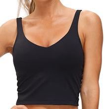 Load image into Gallery viewer, Women’s Longline Sports Bra Wirefree Padded Medium Support Yoga Bras Gym Running Workout Tank Tops (Light Grey, Medium, m)