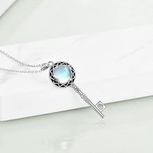Load image into Gallery viewer, Key Necklaces for Women 925 Sterling Silver Moonstone Pendant Necklace Mother's Day Jewelry Gifts for Women Birthday/Anniversary Day/Party