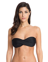 Load image into Gallery viewer, Ocean Blues Women's Black Halter Twist Bandeau Bikini Top Size Medium