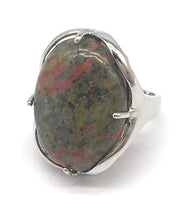 Load image into Gallery viewer, Natural Stone Rose Quartz Agate Amethyst Turquoise Adjustable Finger Rings Semi Precious Oval Shaped Gemstone Anniversary (Unakite)