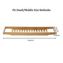 Load image into Gallery viewer, uxcell Bamboo Bathtub Tray, Bathroom Caddy Organizer, Non Slip Bath Serving Table Tray, with Phone/Book/Glass/Holders for Bath