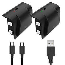 Load image into Gallery viewer, YCCSKY Xbox One Rechargeable Battery Pack, 2 Pack 1200mAh Xbox One Controller Battery Pack Play and Charge Kit for Xbox One S/X/Elite Controller with 3FT Micro USB Charging Cable with LED Indicator