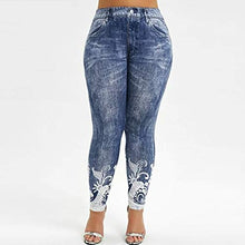 Load image into Gallery viewer, Aniywn Jean Leggings for Women Printed High Waisted Capri Cropped Yoga Pants Stretch Jean Look Denim Fitness Tights