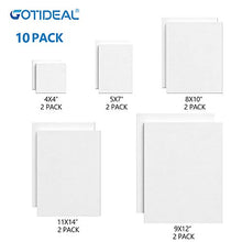 Load image into Gallery viewer, GOTIDEAL Stretched Canvas, Multi Pack 4x4", 5x7", 8x10",9x12", 11x14" Set of 10, Primed White - 100% Cotton Artist Canvas Boards for Painting, Acrylic Pouring, Oil Paint Dry & Wet Art Media