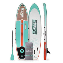 Load image into Gallery viewer, BOTE 11'6" Inflatable Stand Up Paddle Board, SUP with Paddle, Backpack Travel Bag, Pump, & Fin, Breeze Aero (Classic Teak)