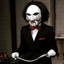 Load image into Gallery viewer, The Puppet Mask, Jigsaw Dress Up Mask,Latex Saw Billy Cosplay Horror Scary Mask with Hair for Halloween, Bar, Dress up Costume Party Pros (JIGSAW)