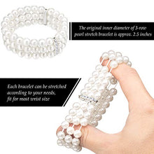 Load image into Gallery viewer, Faux Pearl Bracelet 3-Row Pearl Stretch Bracelet Multilayer Pearl Elastic Bangle for Wedding Jewelry 1920s Costume (4)