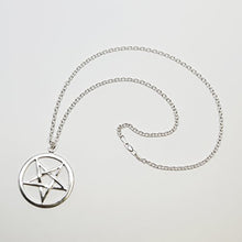 Load image into Gallery viewer, Real Metal Sterling Silver Inverted Pentacle Pentagram Pendant with 20 Inch Sterling Silver Necklace