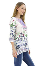 Load image into Gallery viewer, BENANCY Women's 3/4 Sleeve Boho Shirts Embroidered Peasant Top W/Flower M