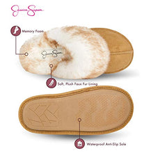 Load image into Gallery viewer, Jessica Simpson Women's Comfy Faux Fur House Slipper Scuff Memory Foam Slip on Anti-skid Sole, Tan, Large