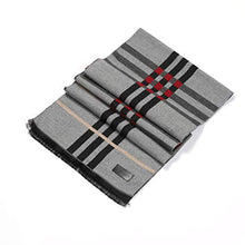 Load image into Gallery viewer, Mio Marino Women Scarf Winter Cashmere Feel, 100% Cotton Fashion Scarves, Long Shawl - Black Red Lines - One Size
