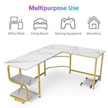 Load image into Gallery viewer, Teraves Reversible L Shaped Desk with Shelves Round Corner Computer Desk Gaming Table Workstation for Home Office