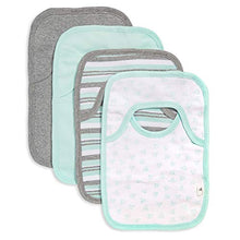 Load image into Gallery viewer, Burt's Bees Baby - Bibs, 4-Pack Lap-Shoulder Drool Cloths, 100% Organic Cotton with Absorbent Terry Towel Backing (Seaglass Green)