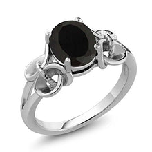 Load image into Gallery viewer, Gem Stone King 925 Sterling Silver Black Onyx Women's Engagement Ring (2.60 Cttw Oval 9X7MM) (Size 8)