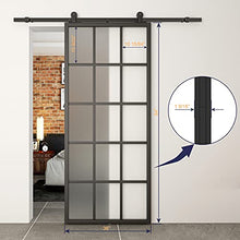 Load image into Gallery viewer, BARNSMITH 36" x84" Aluminum Glass Sliding Barn Door Panel Heavy Duty DIY Frosted Tempered Glass Door Slab Assemble Required (Sliding Hardware not Included)