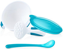 Load image into Gallery viewer, Nuby Garden Fresh Mash N' Feed Bowl with Spoon and Food Masher, Colors May Vary