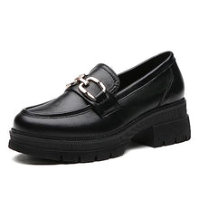 Load image into Gallery viewer, IUY Black Loafers for Women Chunky Platform Penny Shoes Classic Women's Loafers & Slip-ons Shoes Dress Shoes Fashion Comfortable Womens Business Casual Shoes Metal Chain Office Work Shoes Black US 8