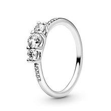 Load image into Gallery viewer, Pandora Jewelry Clear Three-Stone Cubic Zirconia Ring in Sterling Silver, Size 8.5