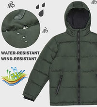 Load image into Gallery viewer, maoo garden Boys Winter Coat Fake Down Puffer Jacket Fleece Lined Heavyweight Water Resistant Windbreaker Green 3-4Y
