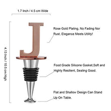 Load image into Gallery viewer, Wine and Beverage Bottle Stopper With Rose Gold Finish,J-Initial (Letter J)