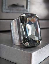 Load image into Gallery viewer, Large Rectangle Ring with Swarovski Crystal in Black Diamond