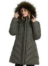 Load image into Gallery viewer, BINACL Hooded Warm Winter Coat, Women Most Wished&Gift Ideas for Valentine's Day Lined Outwear Sports Girls Zip Up Lightweight Snowboarding Cotton Padding Jacket with Fur Trimmed Hood(Army Green,XS)