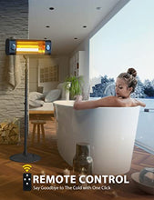 Load image into Gallery viewer, Electric Patio Heater, 1500W Garage Heater w/Remote Control 9H Timer, 3S Fast Heating Outdoor Heater for Patio, w/Tip-Over & Overheating Protection, Waterproof Wall-Mounted/Freestanding Heater