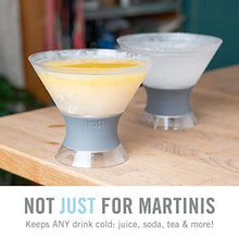 Load image into Gallery viewer, HOST Freeze Insulated Martini Cooling Cups Freezer Gel Chiller Double Wall Stemless Cocktail Glass, Set of 2, 9 oz, Grey