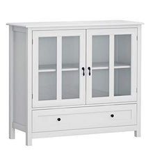 Load image into Gallery viewer, Modern Storage Cabinet, Decorative Console Table with Metal Handles, Glass Doors, Compartments and Drawer, Buffet Sideboard for Kitchen Dining Room Hallway Entryway (41.43" L X 15.55" W X 35.43" H)