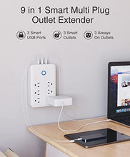 Load image into Gallery viewer, Smart Plug Outlet Extender, WiFi Surge Protector Power Strip Work with Alexa, Google Home, Wall Outlet with 6 Outlets and 3 USB Ports, Wall Adapter Plug Receptacles,15A/1800W hite