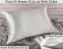 Load image into Gallery viewer, Celestial Silk 100% Silk Pillowcase for Hair Zippered Luxury 25 Momme Mulberry Silk Charmeuse Silk on Both Sides of Cover -Gift Wrapped- (Standard, Silver)