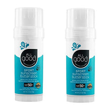 Load image into Gallery viewer, All Good Sports Mineral Sunscreen Butter Stick for Face, Nose, Ears - UVA/UVB Broad Spectrum SPF 50, Coral Reef Friendly, Water Resistant, Zinc Oxide, Coconut Oil, Beeswax, Vitamin E (2.75 oz)(2-pack)