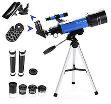 Load image into Gallery viewer, MaxUSee 70mm Refractor Telescope with Tripod & Finder Scope, Portable Telescope for Kids & Astronomy Beginners, Travel Scope with 4 Magnification eyepieces & Phone Adapter