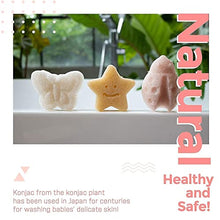 Load image into Gallery viewer, Konjac Baby Sponge for Bathing, Cute Shapes Natural Kids Bath Sponges for Infants, Toddler Bath Time, Natural and Safe Plant-Based Konjac Baby Bath Toys, 3pc. Set: Butterfly, Ladybug, Star