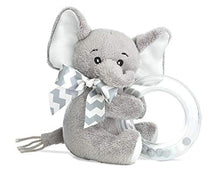 Load image into Gallery viewer, Bearington Baby Lil' Spout Plush Stuffed Animal Gray Elephant Shaker Toy Ring Rattle, 5.5 inches