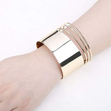 Load image into Gallery viewer, Hanpabum Women Gold Tone Choker Necklace and Cuff Bangle Bracelet Jewelry Set Exaggerated Punk Style (A:Gold Tone)