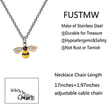 Load image into Gallery viewer, FUSTMW Crystal Bumblebee Pendant Necklace Infinity Love Charm Flying Honeybee Insect Jewelry Gifts (45cm+5cm Necklace)