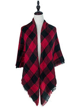 Load image into Gallery viewer, Qupish Plaid Blanket Winter Scarfs for Women Soft Warm Cozy Scarf Classic Chunky Oversized Wrap Shawl Scarves Gifts(Black)