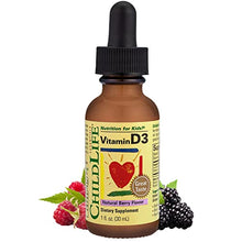 Load image into Gallery viewer, ChildLife Essentials Vitamin D3, Natural Berry Flavor - Support for Healthy Bones and Immune System - Gluten Free, Alcohol Free, Casein Free - 1 fl. oz Glass Bottle