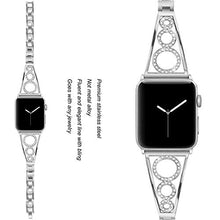 Load image into Gallery viewer, AmzAokay Stainless Steel Band Compatible Apple Watch Bands 38mm 42mm Women Iwatch Series 6 SE 5 4 3 2 1 Accessories Jewelry Cuff Bangle Bracelet Metal Wristband Strap (Silver, 42mm/44mm)