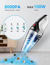 Load image into Gallery viewer, Homasy Handheld Vacuum Cordless, 8Kpa Hand Vacuum with Powerful Cyclonic Suction, Portable Vacuum Cleaner with Long Lasting up to 30mins (Wet&Dry, 3H Charging) for Pet Hair, Dust,Gravel,Home Cleaning
