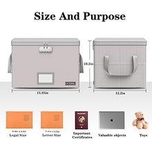 Load image into Gallery viewer, File Box with Lock,Oterri Fireproof Document Box Storage Organizer,Collapsible Waterproof Document Box Filing Box with Handle,Portable Home Office Safe Box for Hanging Letter/Legal Folder,Silver(15.35×12.2×10.2 inch)