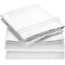 Load image into Gallery viewer, Mellanni Queen Sheet Set - Hotel Luxury 1800 Bedding Sheets & Pillowcases - Extra Soft Cooling Bed Sheets - Deep Pocket up to 16 inch Mattress - Wrinkle, Fade, Stain Resistant - 4 Piece (Queen, White)