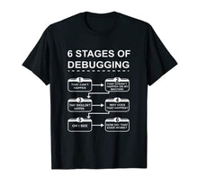 Load image into Gallery viewer, 6 Stages of Debugging design Programming Computer Science T-Shirt