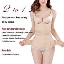 Load image into Gallery viewer, 2 in 1 Postpartum Belly Wrap Waist/Pelvis Belt C-Section Natural Labour Belly Support Recovery Belt (Nude, One Size)