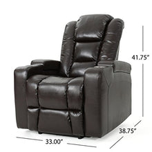 Load image into Gallery viewer, Christopher Knight Home Emersyn Tufted Fabric Power Recliner with Arm Storage and USB Cord, Brown / Black