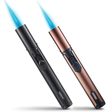 Load image into Gallery viewer, Urgrette 2 Pack Butane Torch Lighter, 6-inch Refillable Pen Lighter Adjustable Jet Flame Butane Lighter for Grill BBQ Candle Camping(Gas Not Included) Raven &Brown